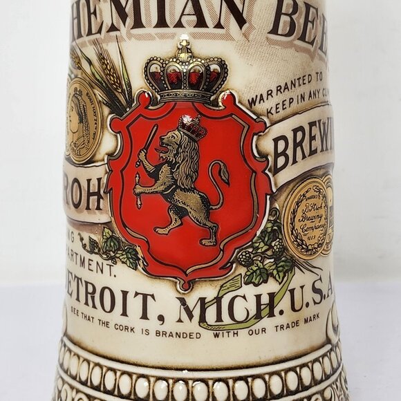 Bohemian B. Stroh's Heritage IV Collectors Ceramic Beer Stein Detroit Michigan - Picture 9 of 10